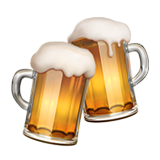 Apple clinking beer mugs