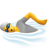 Apple person swimming