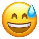 Apple grinning face with sweat