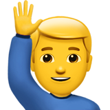 Apple man raising hand