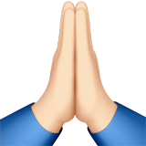 Apple folded hands: light skin tone