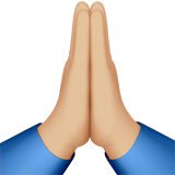 Apple folded hands: medium-light skin tone