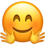 Apple smiling face with open hands