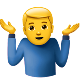 Apple man shrugging
