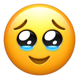 Apple face holding back tears