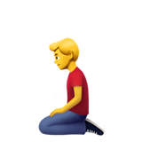 Apple man kneeling