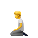 Apple person kneeling