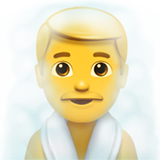 Apple man in steamy room