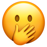 苹果 双眼睁开，单手捂嘴的表情