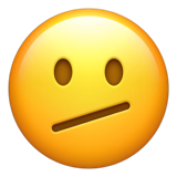 Apple face with diagonal mouth