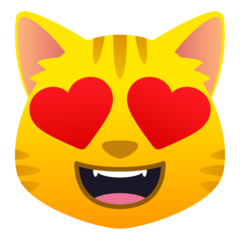 JoyPixels 眼睛为心形、微笑的猫脸