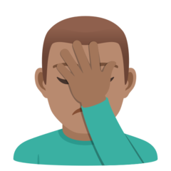 JoyPixels man facepalming: medium skin tone