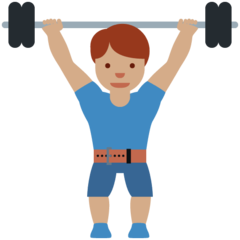 Twitter man lifting weights: medium skin tone