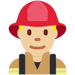 Twitter man firefighter: medium-light skin tone