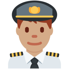 Twitter man pilot: medium skin tone