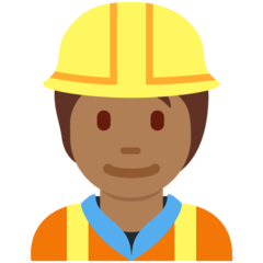 Twitter construction worker: medium-dark skin tone