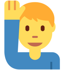 Twitter man raising hand