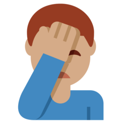 Twitter man facepalming: medium skin tone