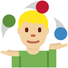 Twitter man juggling: medium-light skin tone