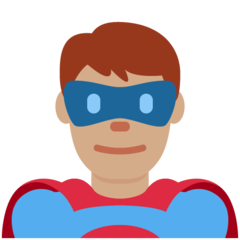 Twitter man superhero: medium skin tone