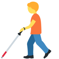 Twitter person with white cane